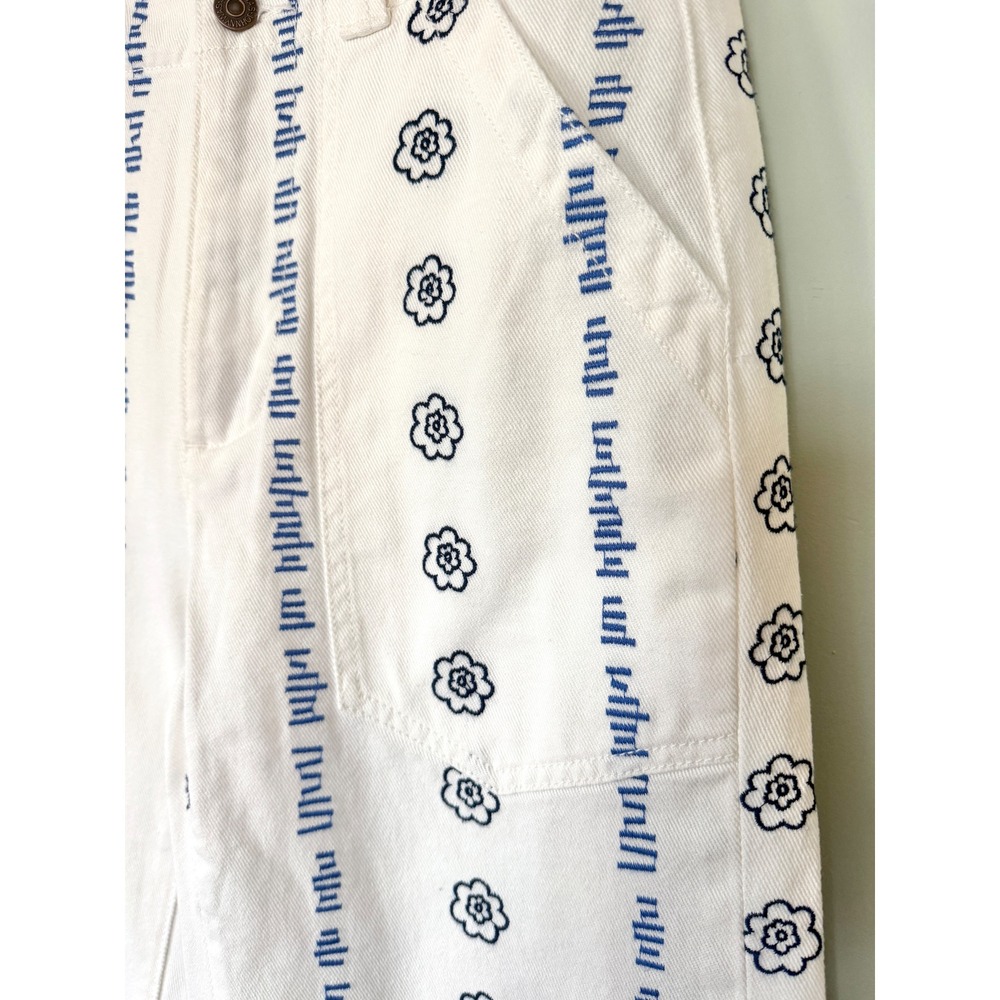 Johnny Was‎ Wide Leg Floral Embroidered Denim Trouser Pants White Blue NWT 25/2 - Picture 9 of 16